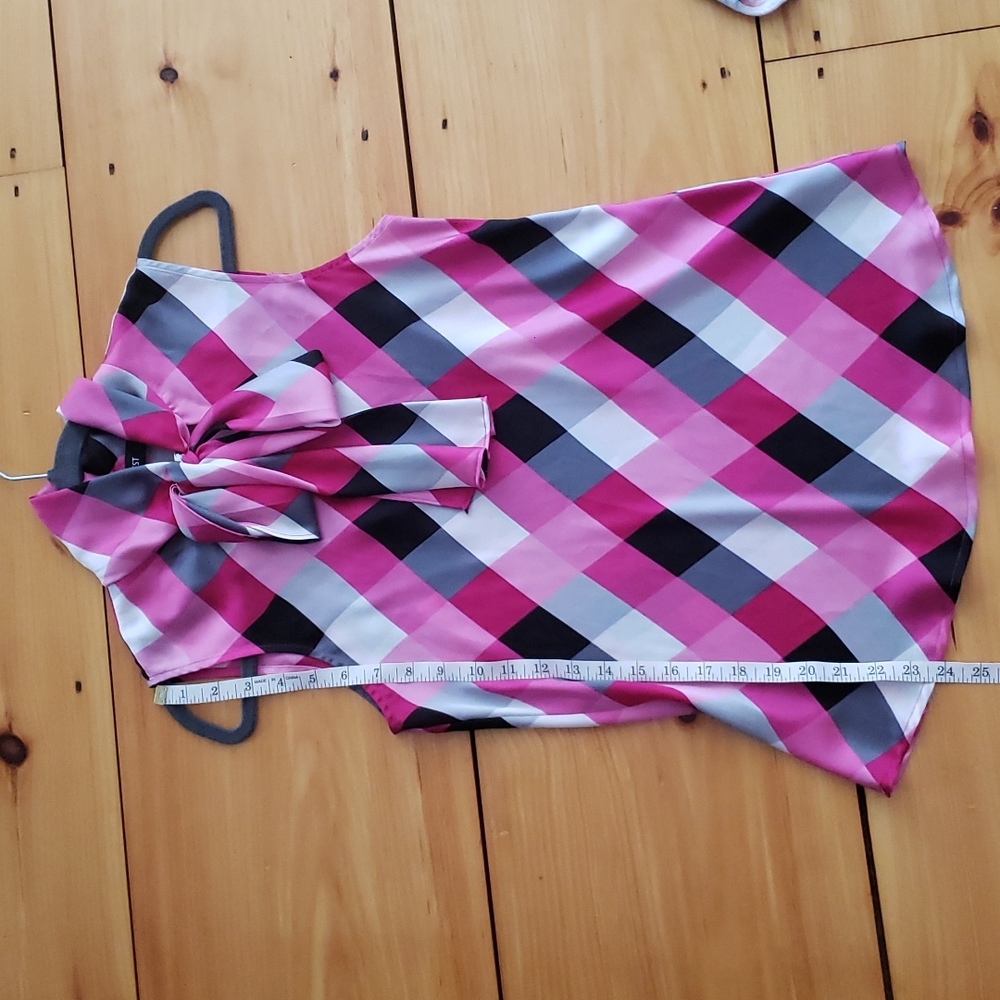 Nine West Sleeveless Top Tie Neck Pink Medium